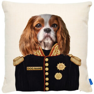 Personalised Cavailer King Charles Cushion Cover Military Dog Portrait FDC17