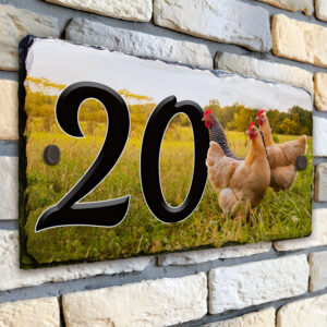 Personalised Chicken Farm House Number Slate SL19