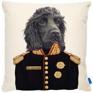 Personalised Cocker Spaniel Cushion Cover Military Dog Portrait FDC02