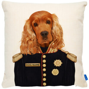Personalised Cocker Spaniel Cushion Cover Military Dog Portrait FDC23