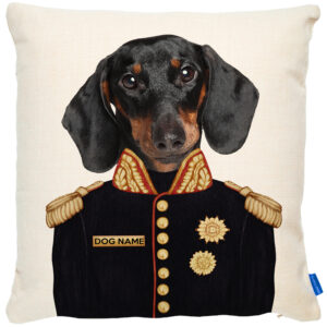 Personalised Dachshund Cushion Cover Military Dog Portrait FDC04