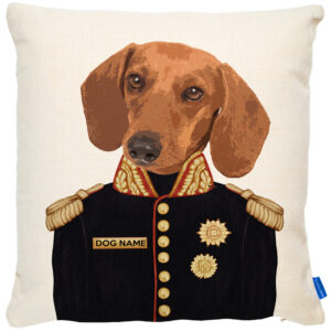 Personalised Dachshund Cushion Cover Military Dog Portrait FDC11