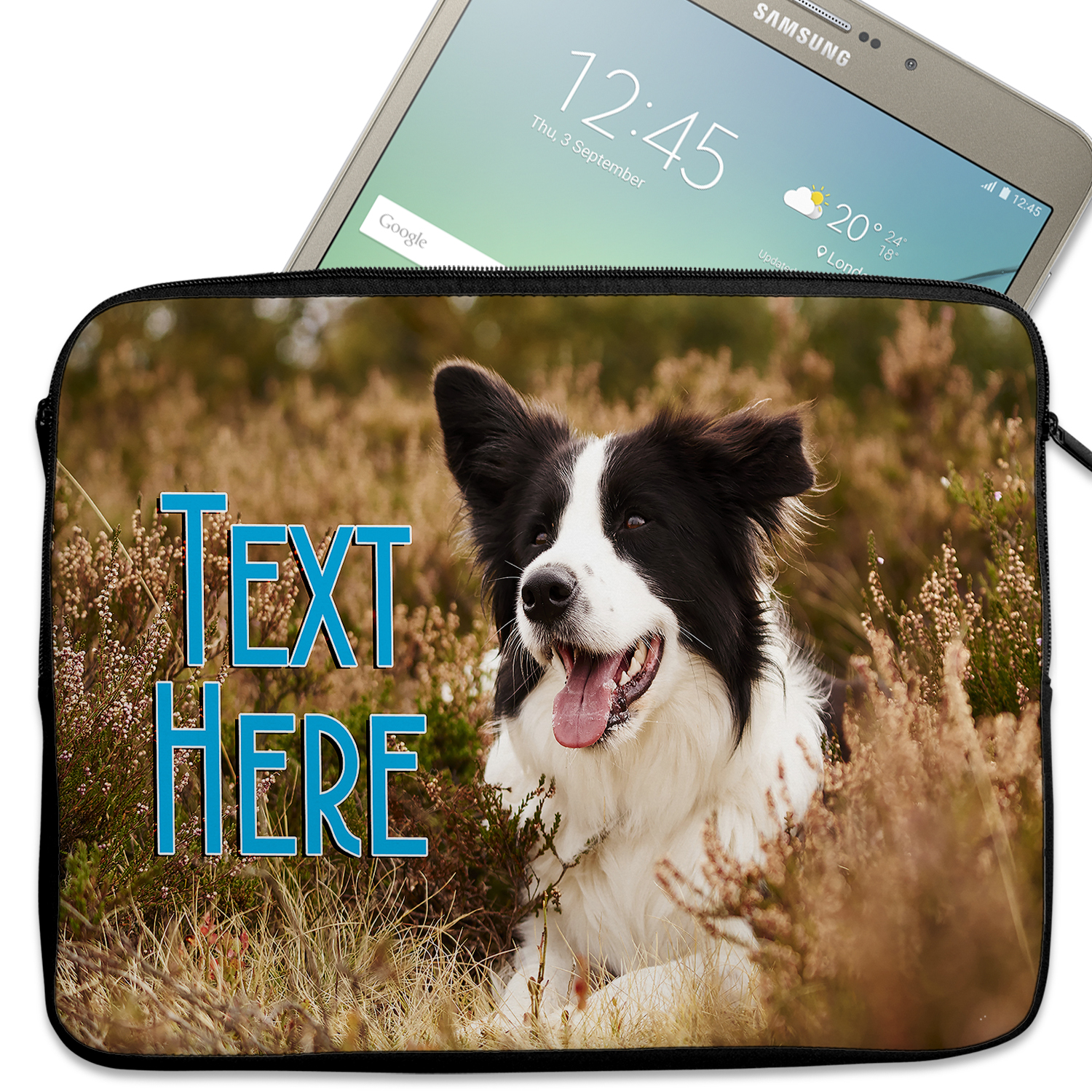Personalised Border Collie Tablet Sleeve Laptop Dog iPad Case KS163 - Image 2