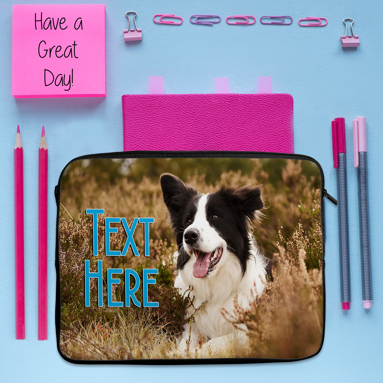 Personalised Border Collie Tablet Sleeve Laptop Dog iPad Case KS163 - Image 5