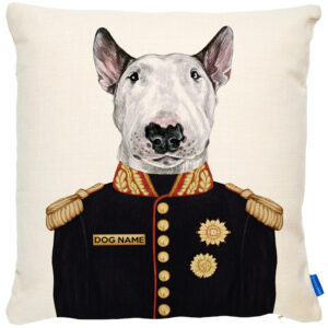 Personalised English Bull Terrier Cushion Cover Military Dog Portrait FDC20