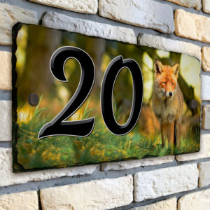 Personalised Fox House Number Slate SL32