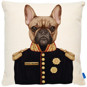 Personalised Frenchie Cushion Cover Military Dog Portrait FDC21