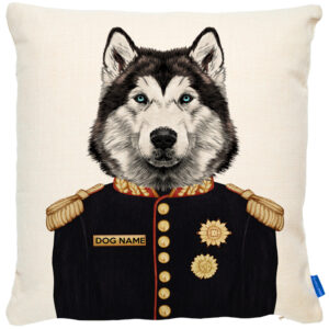 Personalised Husky Cushion Cover Military Dog Portrait FDC25