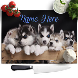 Personalised Husky Puppies Chopping Board SH130
