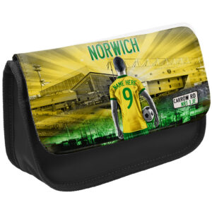 Personalised Norwich City Football Black Pencil Case AF93