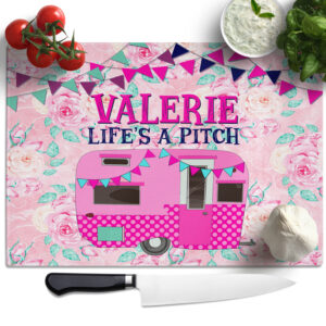 Personalised Pink Caravan Chopping Board KS67