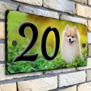 Personalised Pomeranian Dog House Number Slate SL47