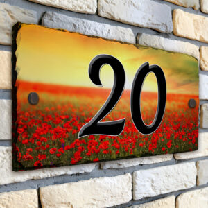 Personalised Poppy Field House Number Slate SL48