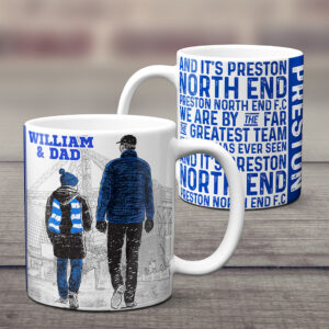Personalised Preston North End Football Father & Son Mug FSM45