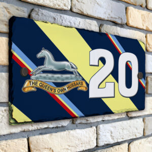 Queen's Own Hussars Personalised House Number Slate AS75