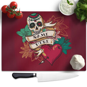Personalised Heart & Skull Chopping Board SH207