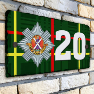Royal Scots Personalised House Number Slate AS21