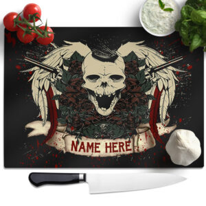 Personalised Gun & Skull Chopping Board SH231