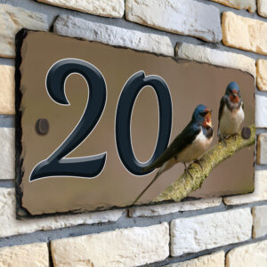 Personalised Swallow Bird House Number Slate SL61