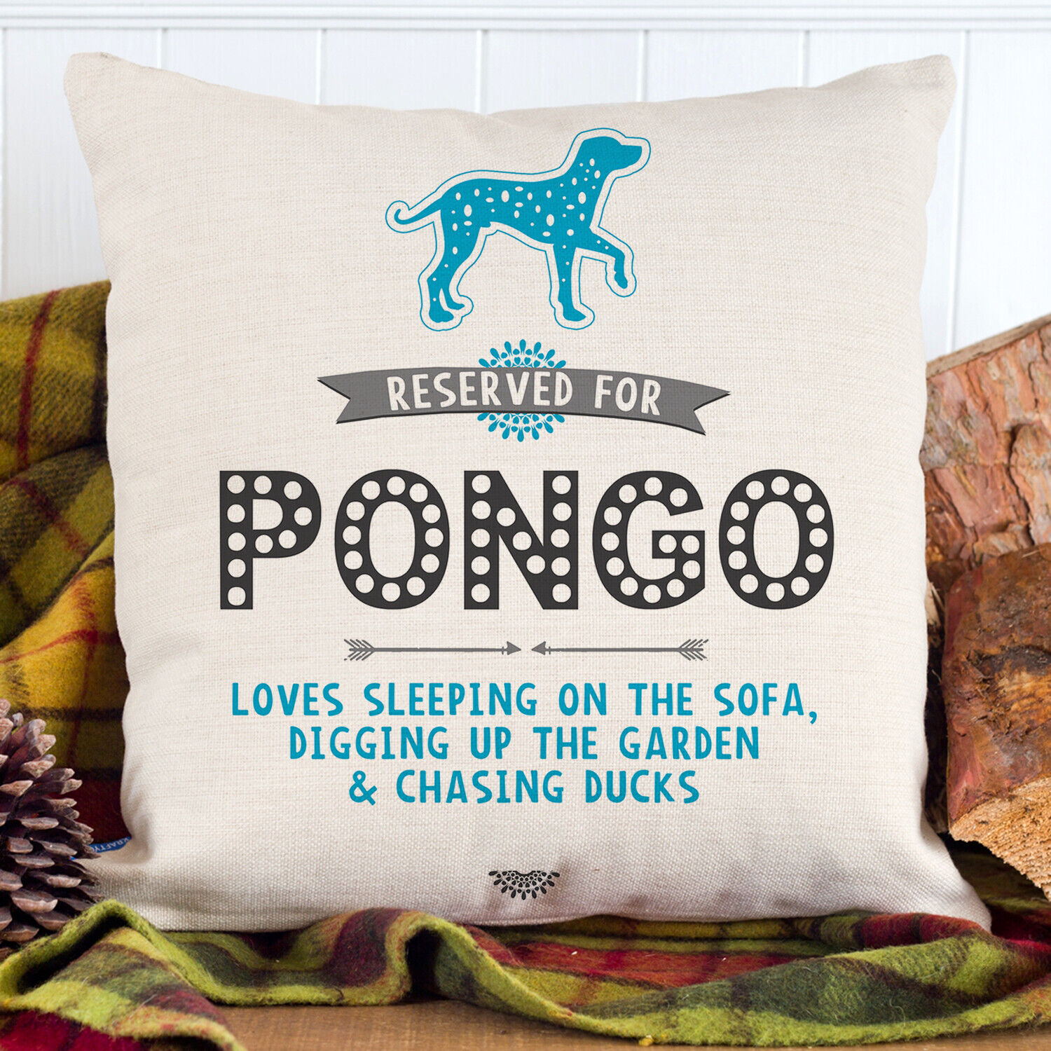 Personalised Dalamtian Cushion Cover Reserved For Dog RD22