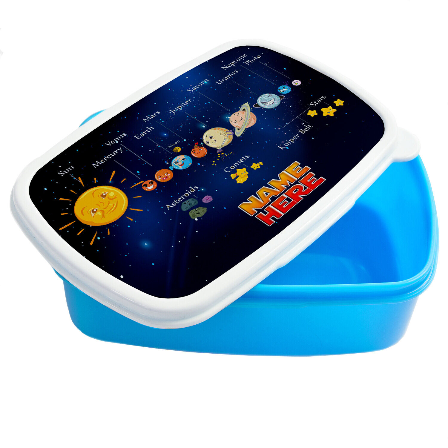 Personalised Planets Lunch Box Boys School Snack Box ST135