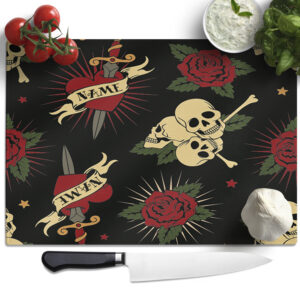 Personalised Heart & Skull Chopping Board SH232