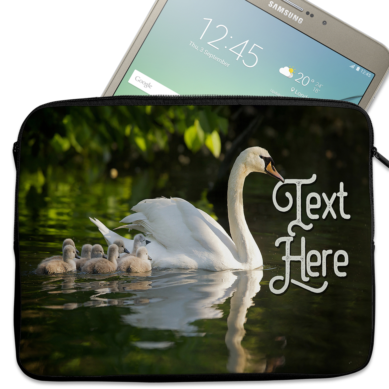 Personalised Swan Sleeve Laptop Bird iPad Case KS50 - Image 2