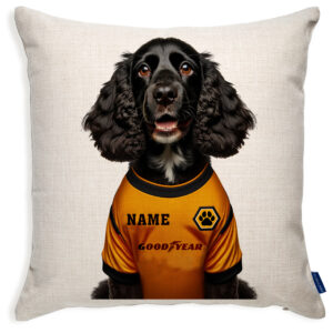 Wolverhampton Football Black Cocker Spaniel Dog Cushion Personalised Cover DFC04
