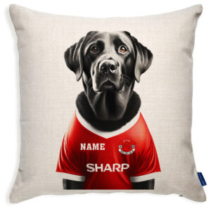 Manchester Football Black Labrador Dog Cushion Personalised Cover DFC424