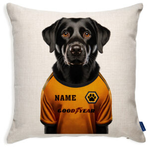 Wolverhampton Football Black Labrador Dog Cushion Personalised Cover DFC06