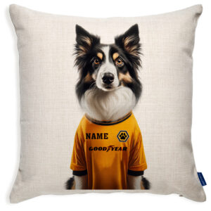 Wolverhampton Football Border Collie Dog Cushion Personalised Cover DFC08