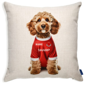 Manchester Football Blonde Cockapoo Dog Cushion Personalised Cover DFC437