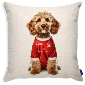 Nottingham Football Blonde Cockapoo Dog Cushion Personalised Cover DFC489
