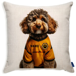 Wolverhampton Football Brown Cockapoo Dog Cushion Personalised Cover DFC21