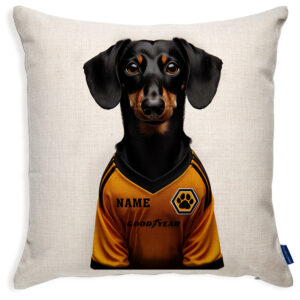 Wolverhampton Football Black Dachshund Dog Cushion Personalised Cover DFC22