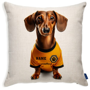 Wolverhampton Football Brown Dachshund Dog Cushion Personalised Cover DFC23