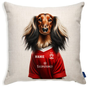 Nottingham Football Long Hair Dachshund Dog Cushion Personalised Cover DFC493