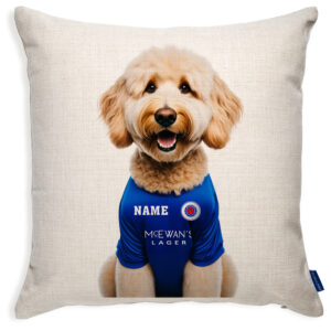 Glasgow Football Blonde Doodle Dog Cushion Personalised Cover DFC237