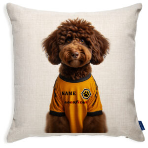 Wolverhampton Football Brown Doodle Dog Cushion Personalised Cover DFC29