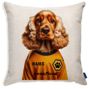 Wolverhampton Football Golden Cocker Spaniel Dog Cushion Personalised Cover DFC34