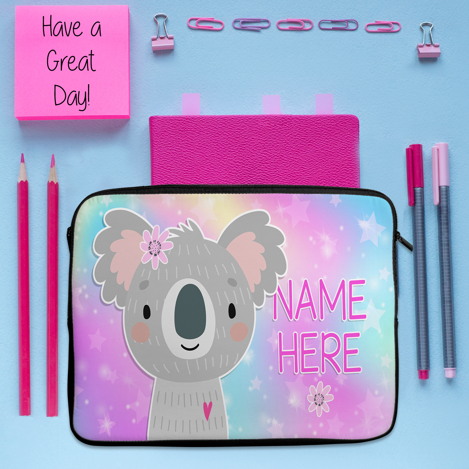 Personalised Koala Tablet Sleeve Laptop Girls iPad Case KKM14 - Image 2