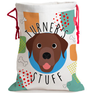 Personalised Brown Labrador Dog Toy Storage Bag DS32