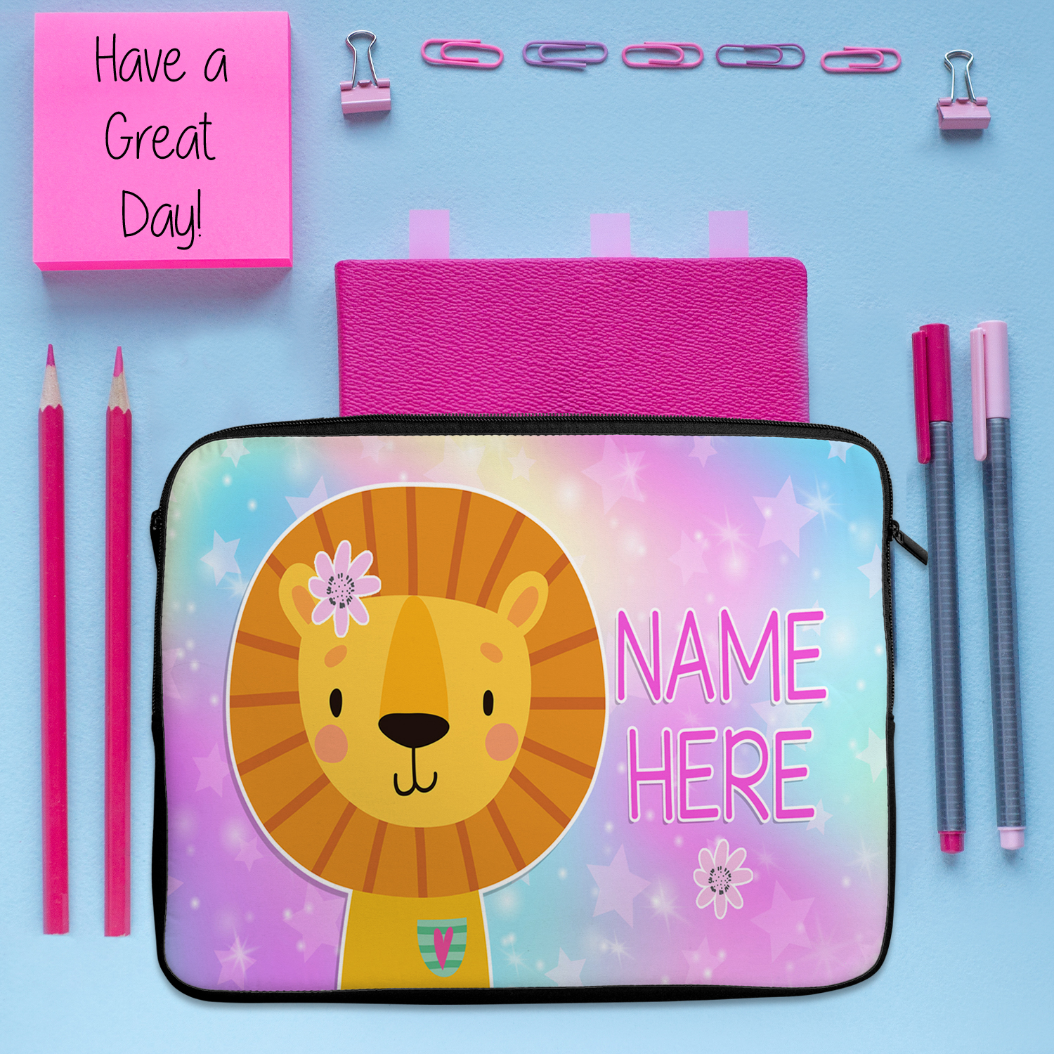 Personalised Lion Tablet Sleeve Laptop Girls iPad Case KKM16 - Image 5