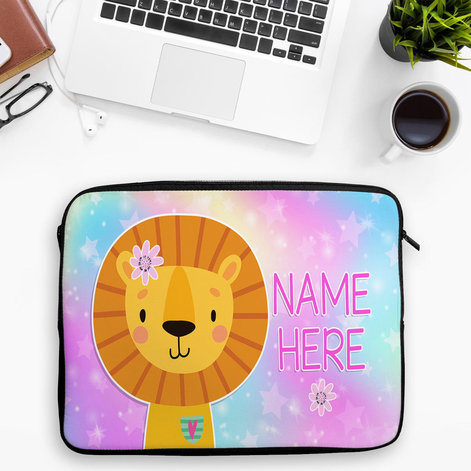 Personalised Lion Tablet Sleeve Laptop Girls iPad Case KKM16 - Image 4