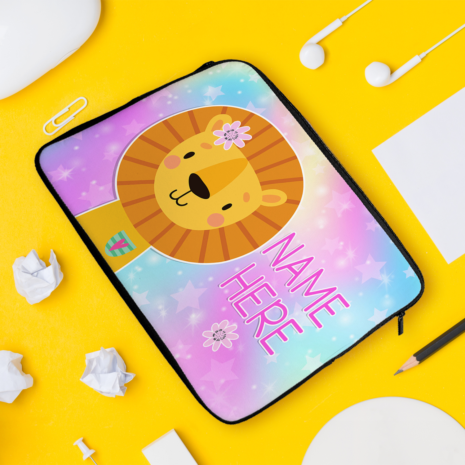 Personalised Lion Tablet Sleeve Laptop Girls iPad Case KKM16 - Image 3