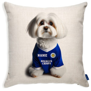 Leicester Football Maltese Dog Cushion Personalised Cover DFC302