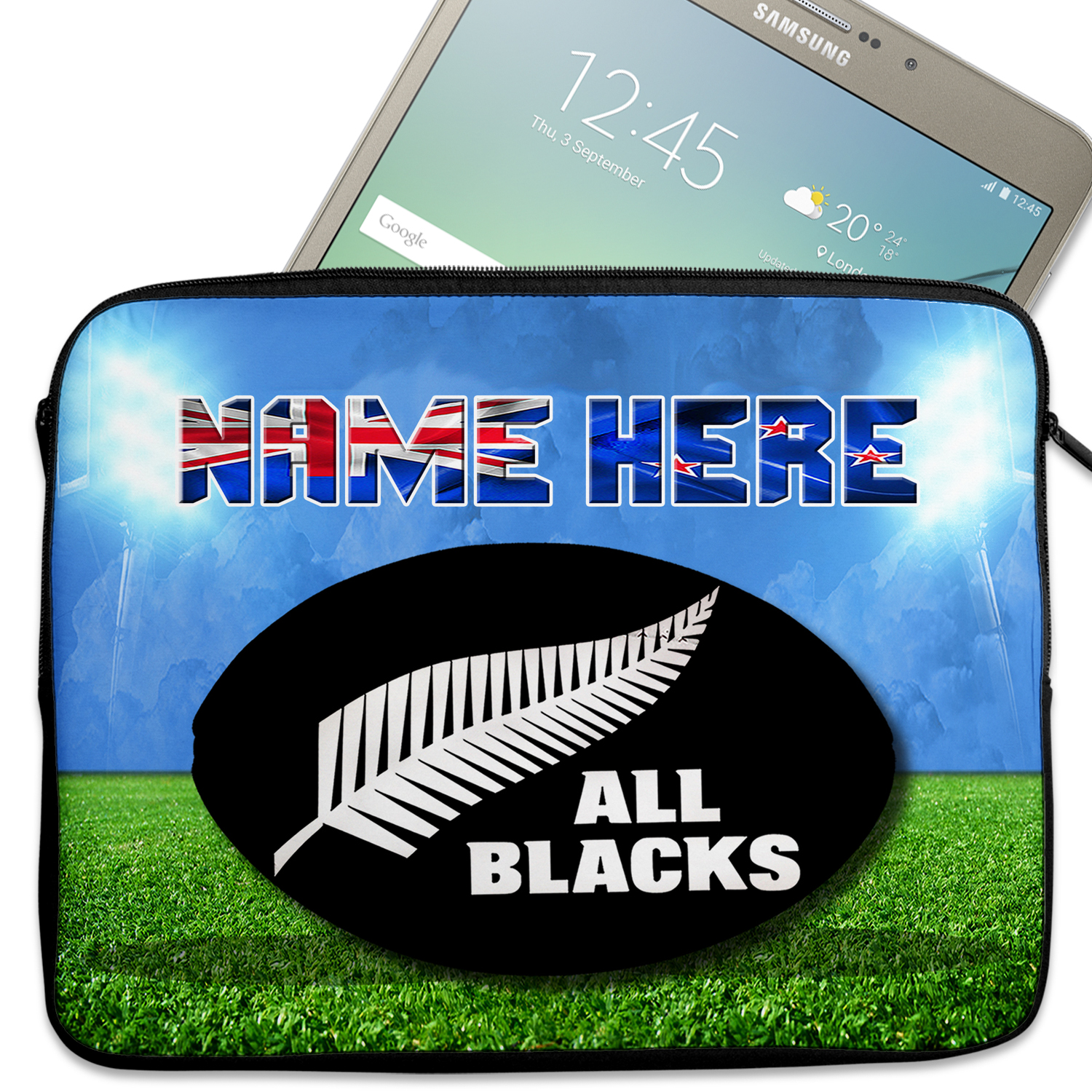 Personalised All Blacks Rugby Tablet Sleeve Laptop iPad Case SH009 - Image 2