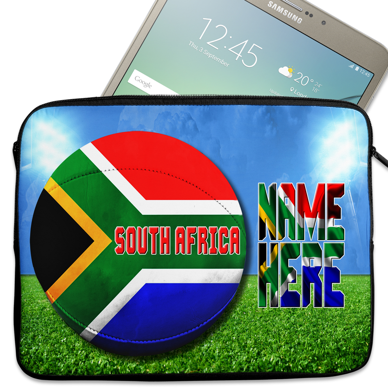 Personalised South Africa Rugby Tablet Sleeve Laptop iPad Case SH241 - Image 2