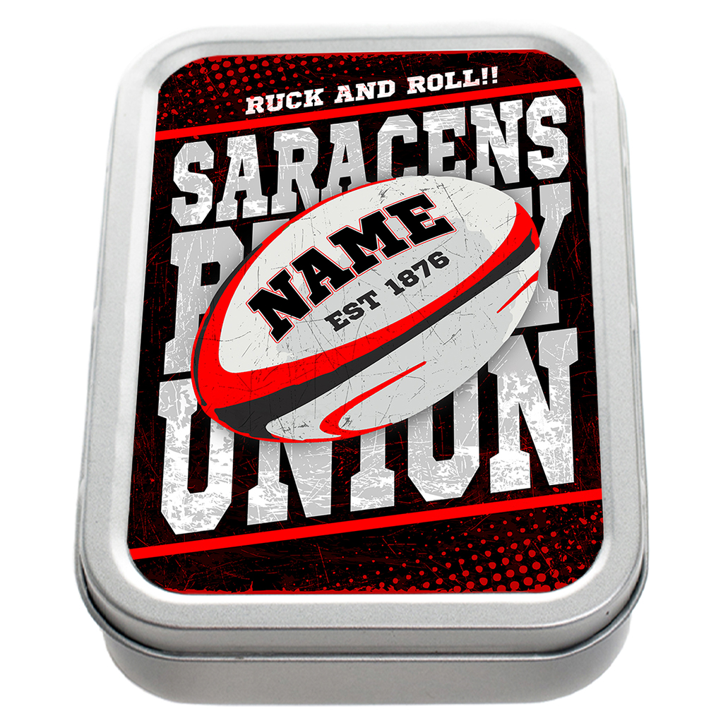 Personalised Saracens Rugby Union Tobacco Tin RP31