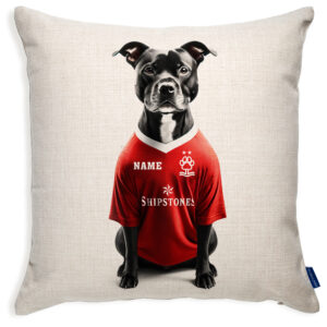 Nottingham Football Black Staffy Dog Cushion Personalised Cover DFC517